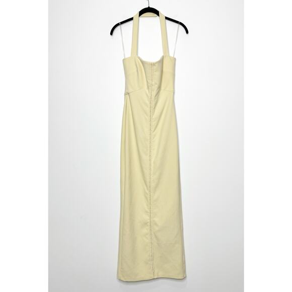 House of CB Mia Ecru Halter Maxi Dress Cream Size Small - Picture 2 of 14